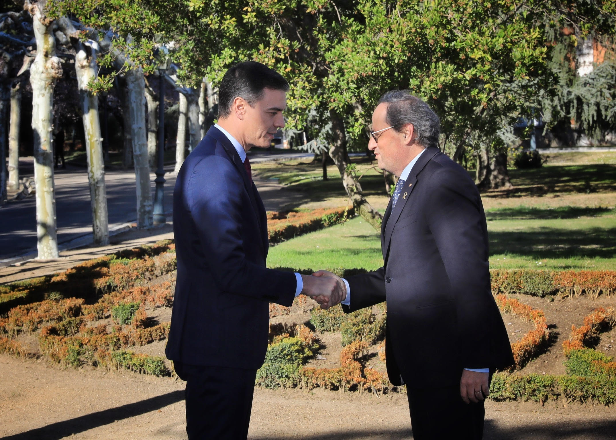 Spanish president Pedro Sánchez, left, and Catalan president Quim Torra in Madrid on February 26, 2020 (by Jordi Bedmar)